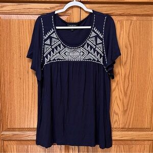 Lane Bryant Dark Blue Embroidered tunic, EUC, Size 18/20